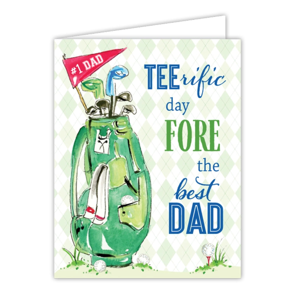 Teerific Day Fore the Best Dad Golf Bag Greeting Card