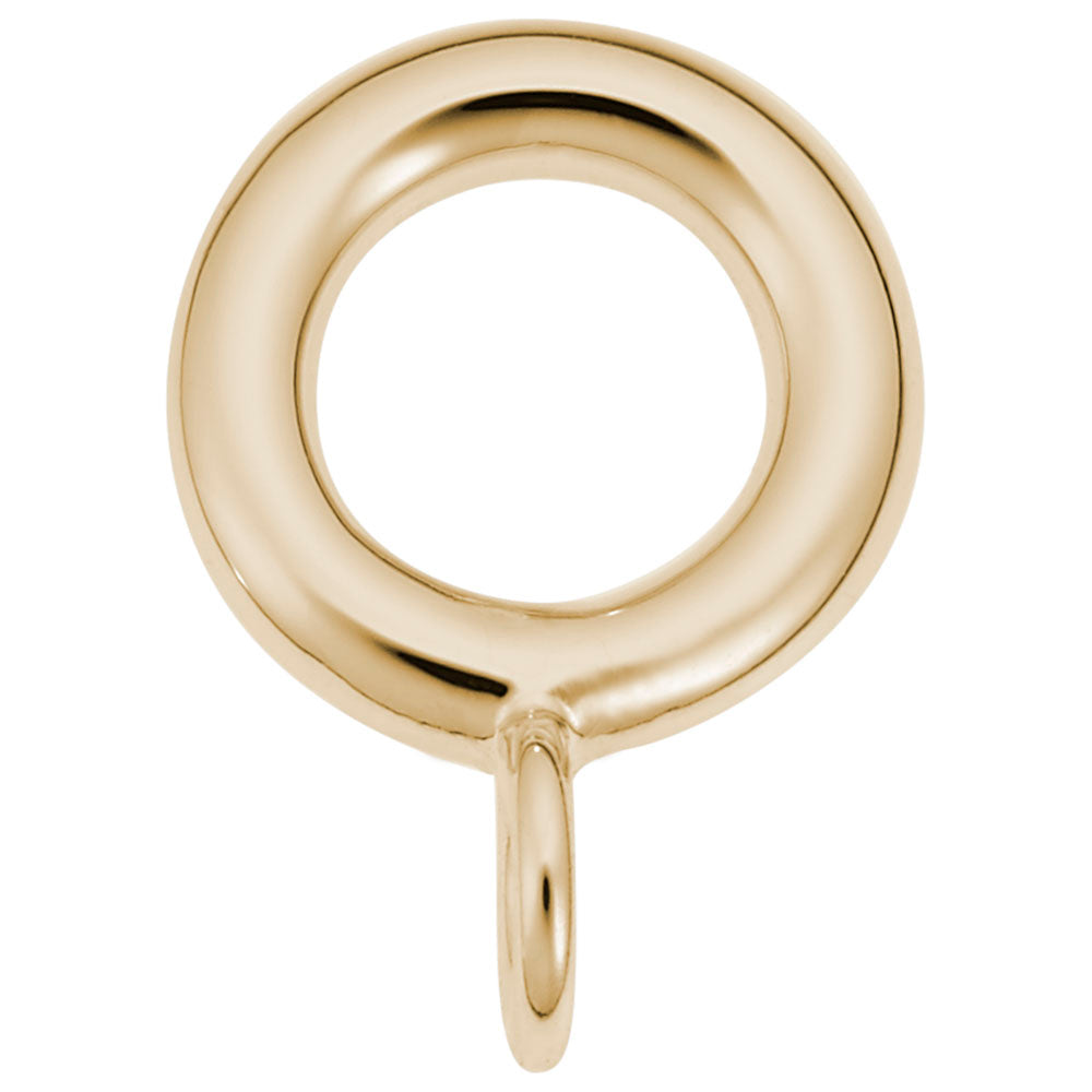 Side view of a Gold charmdrop with a polished finish on a white background