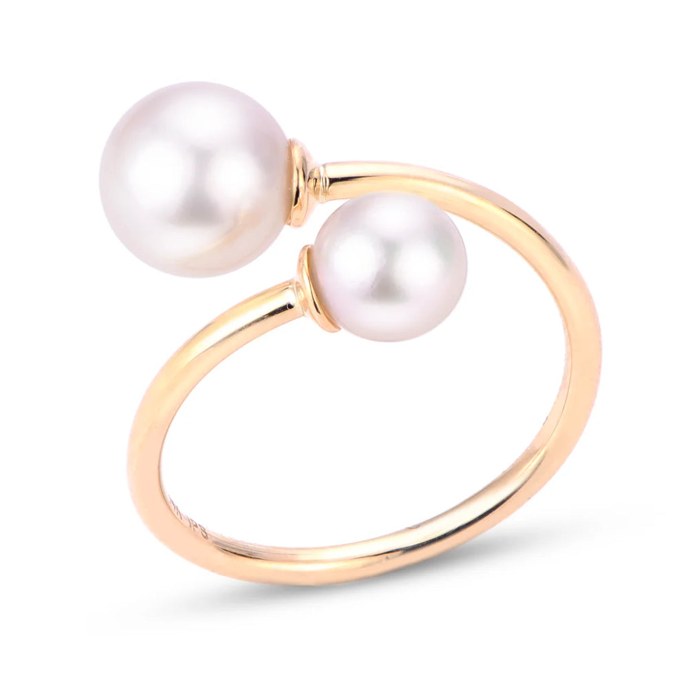 14k Gold Akoya Pearl Bypass Ring