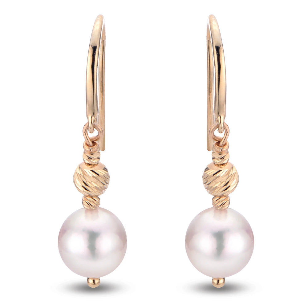 14k Yellow Gold Akoya Pearl Earrings