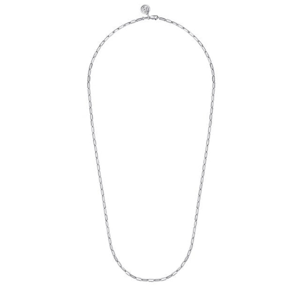 A silver chain paperclip style necklace