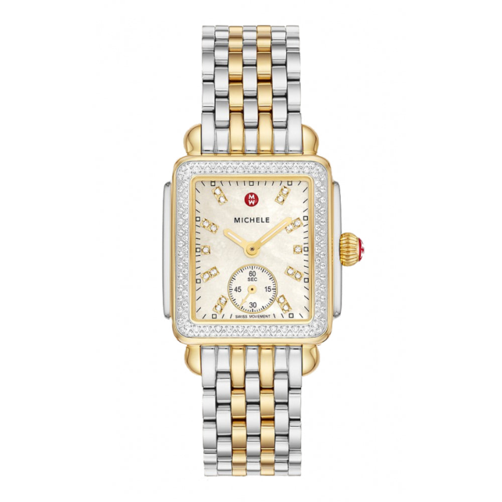 Michele Deco Mid Two-Tone 18K Gold-Plated Diamond Watch – Smyth