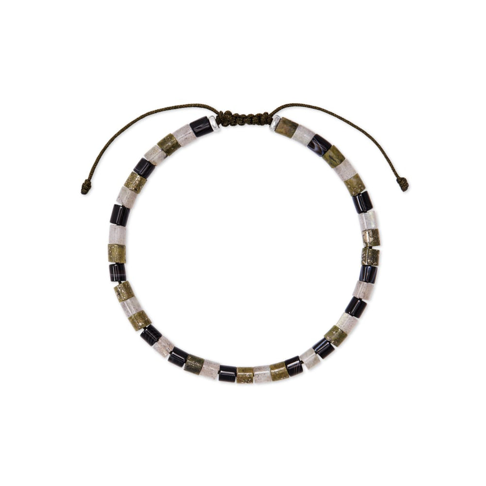 Scott Bros. Grey Oxidized Sterling Silver Corded Bracelet In Olive Mix