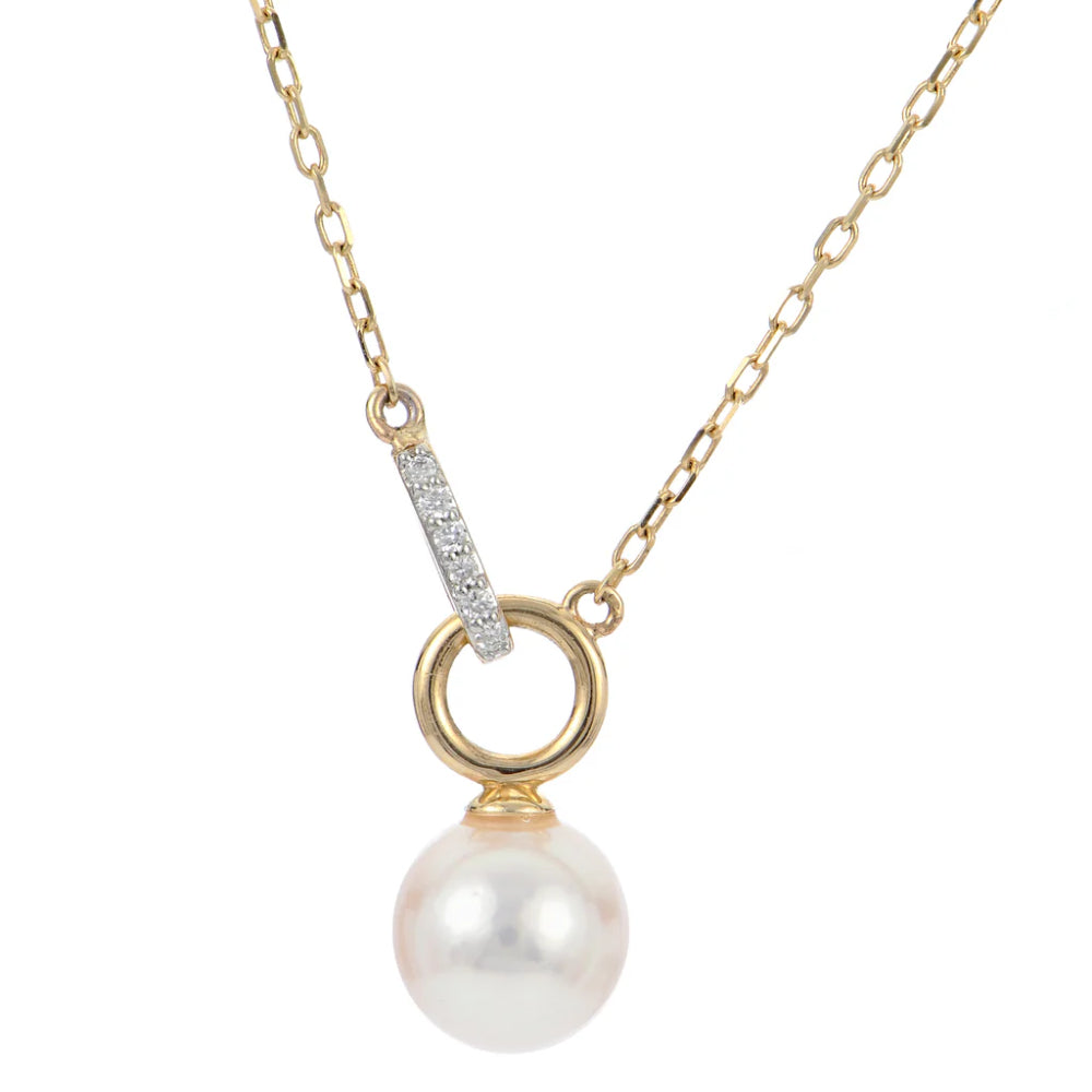 14k Gold Akoya Pearl and Diamond Necklace