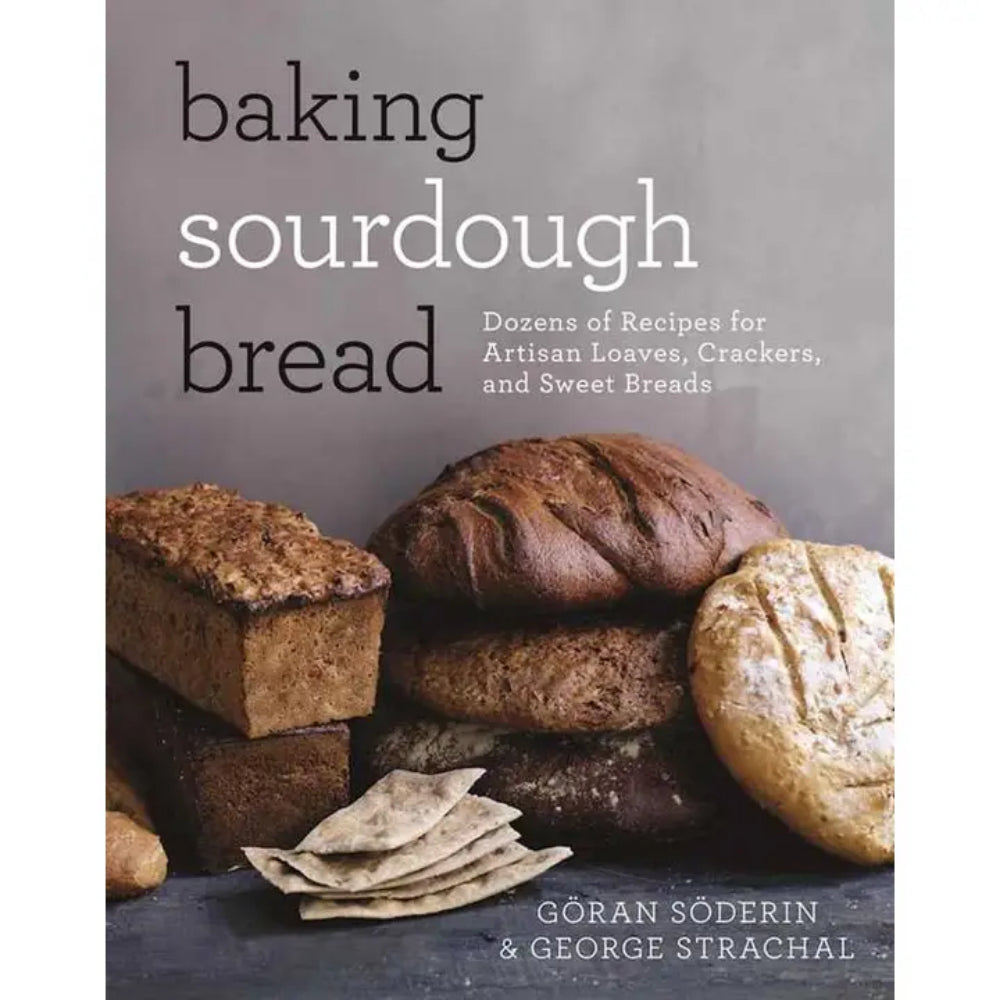 Book cover of 'Baking Sourdough Bread' with images of bread and crackers.