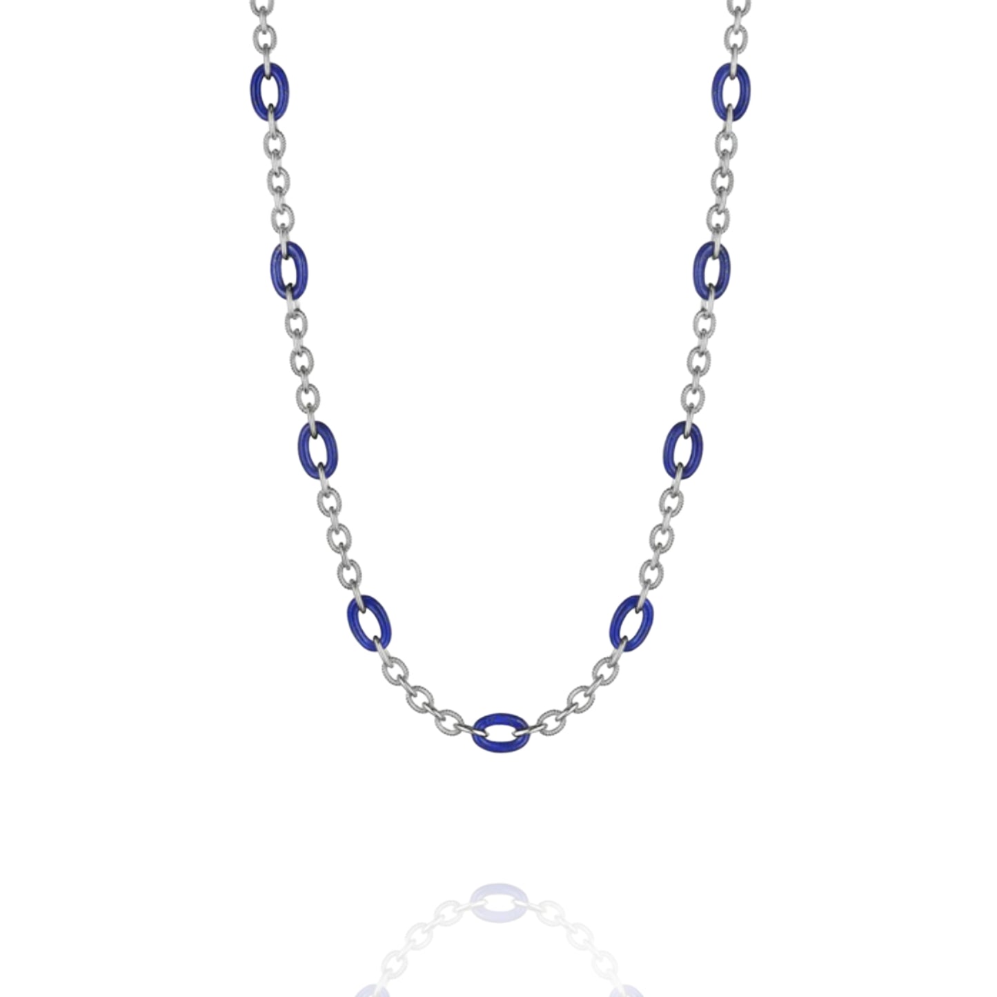 Judith Ripka Sterling Silver Eternity Long Signature Link Lapis Necklace