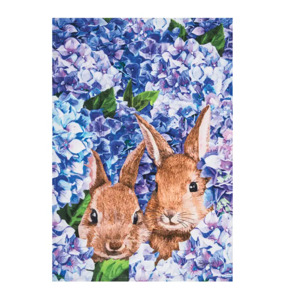 C&F Home Easter Bunnies in Hydrangeas Kitchen Towel