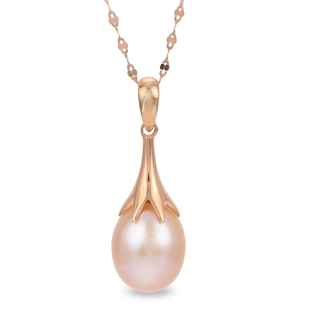 14k Rose Gold Freshwater Pearl Pendant Necklace