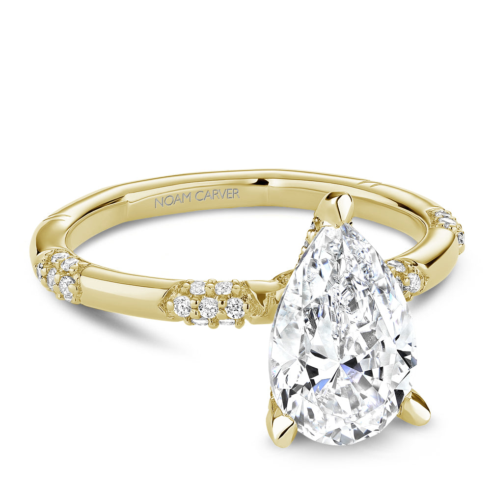 Noam Carver 14k Atelier Collection Pear Diamond Pave Cluster Hidden Halo Engagement Ring