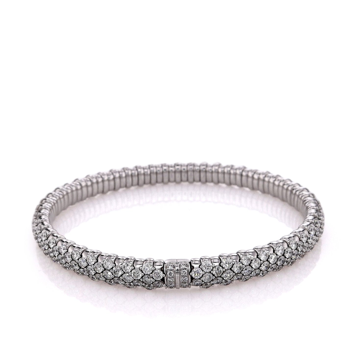 14k White Gold 6.26ct Stretch Diamond Bangle Bracelet