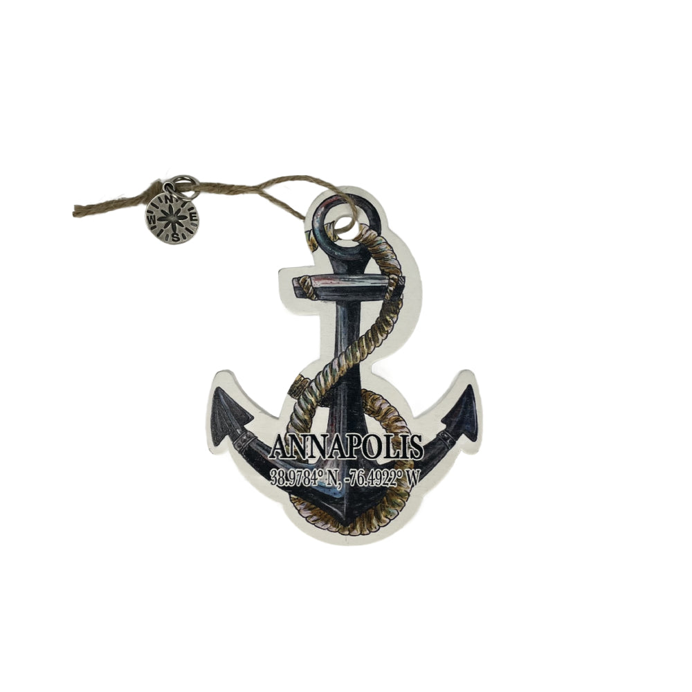 Map Mom Wood Anchor Ornament-Annapolis