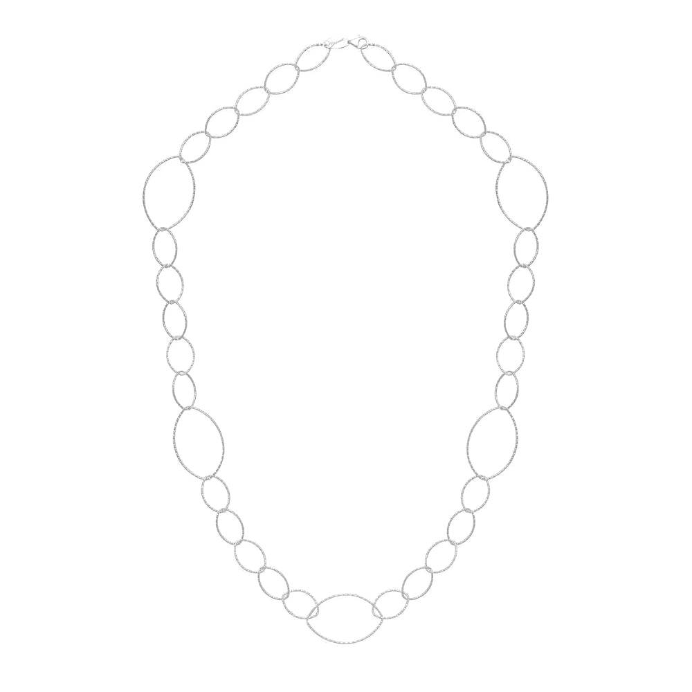 Desmos Sterling Silver 'Arabesque' Long Beaded Link Necklace 22"