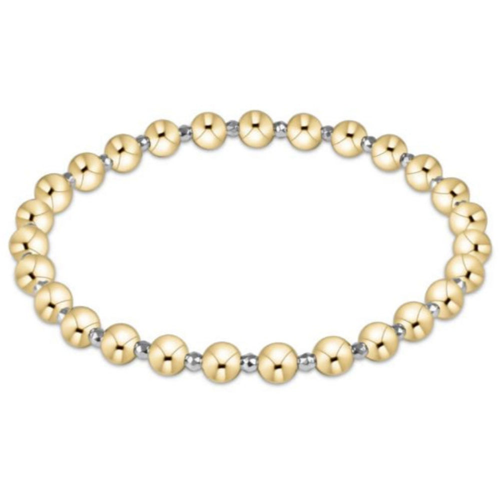 enewton 6.25" Bright Silver Faceted Hematite Grateful Pattern 5mm Bead Bracelet