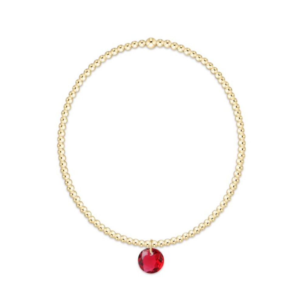 enewton 6.25" Classic Gold 2mm Bracelet - Reflection Small Charm - 07 - July
