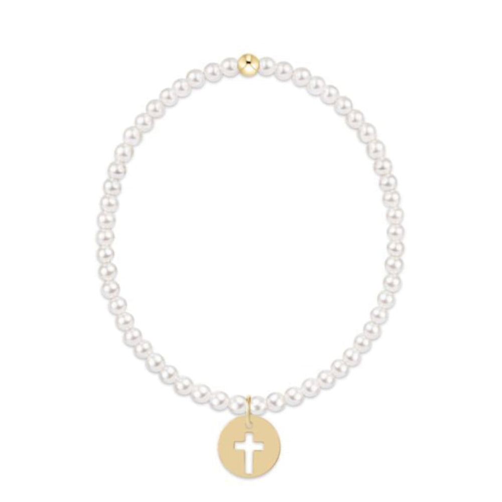 enewton 6.25" Classic Pearl 3mm Bracelet - Blessed Gold Disc
