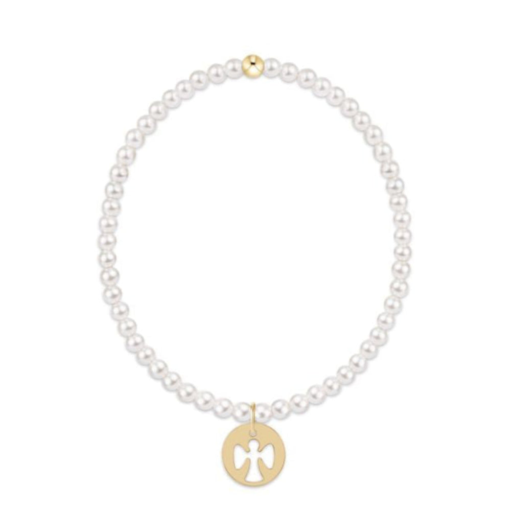 enewton 6.25" Classic Pearl 3mm Bracelet - Guardian Angel Gold Disc