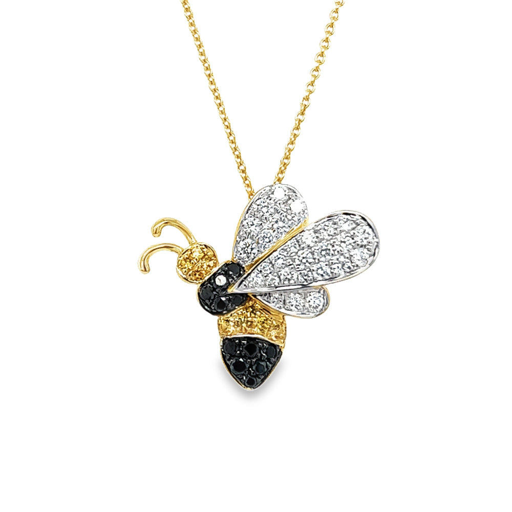 Lisa Nik 18k Sapphire and Diamond Bumble Bee Pendant Necklace