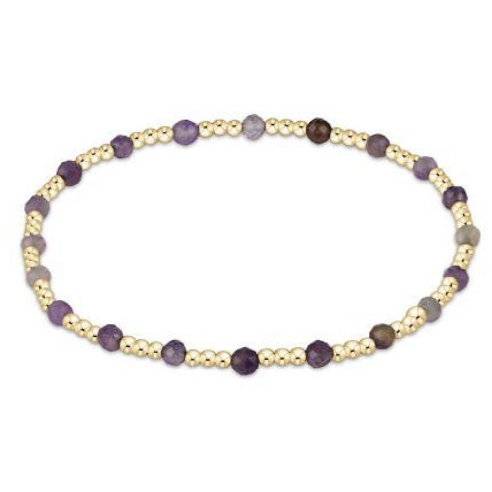 enewton 7.25" Extends - Gemstone Gold Sincerity Pattern 3mm Bead Bracelet - Amethyst