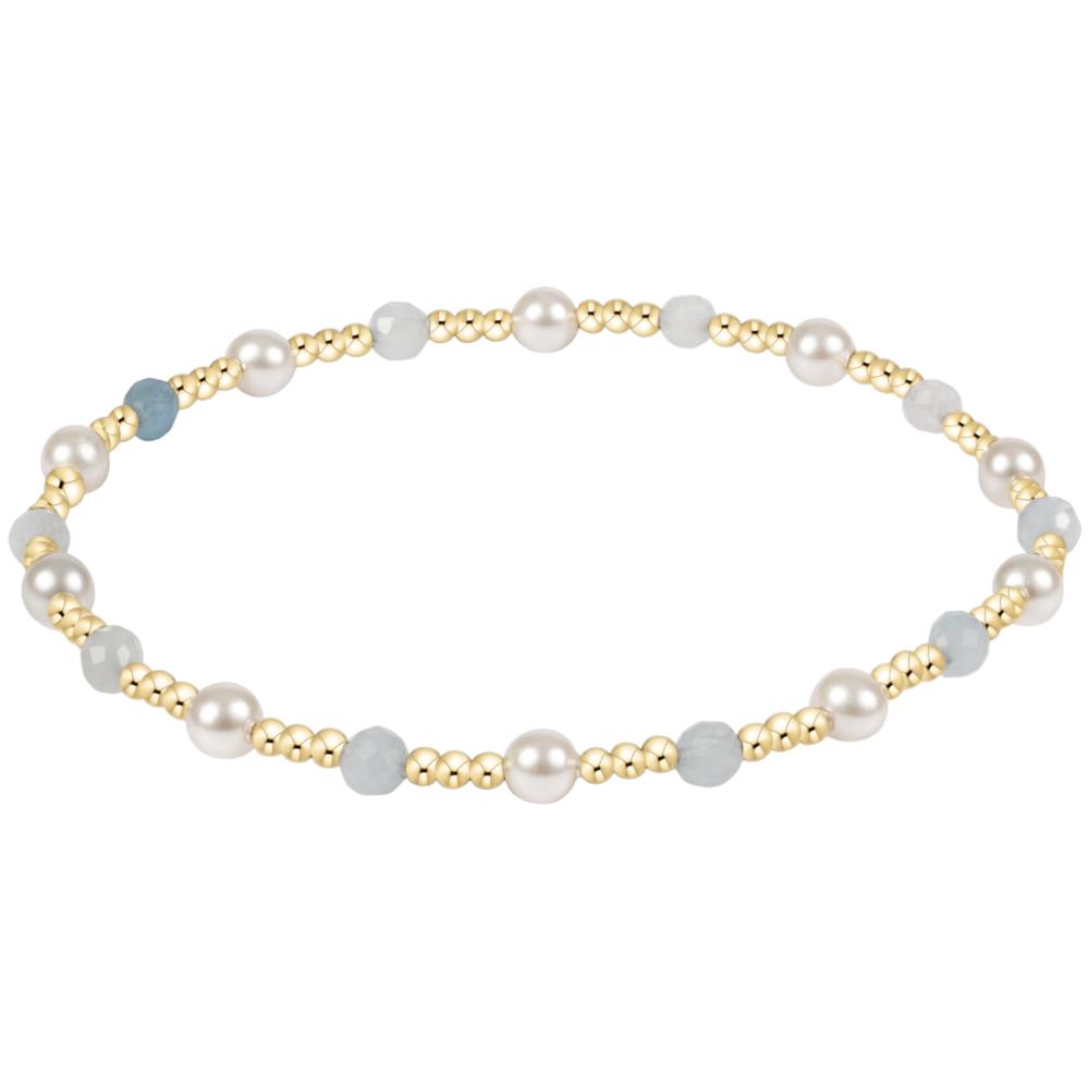 enewton 7.25" Extends Pearl Sincerity 4mm Gem Bracelet - Aquamarine