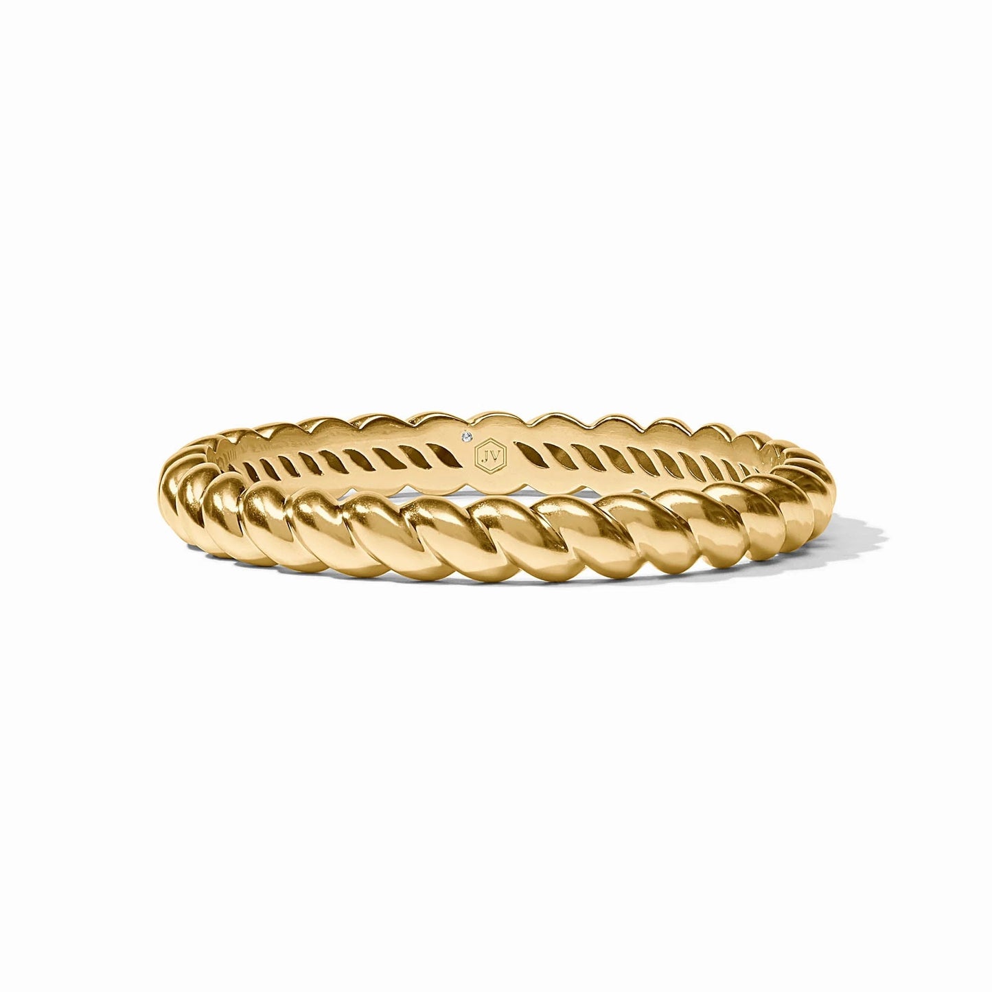 A gold rope-style bangle bracelet with a polished finish, displayed on a clean white background.