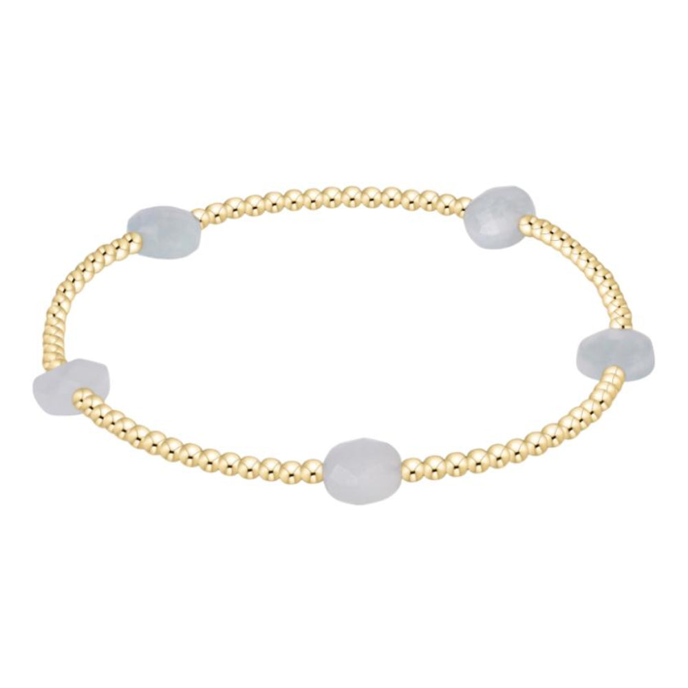 enewton 6.25" Admire Small Gem 2mm Gold Bracelet - Aquamarine