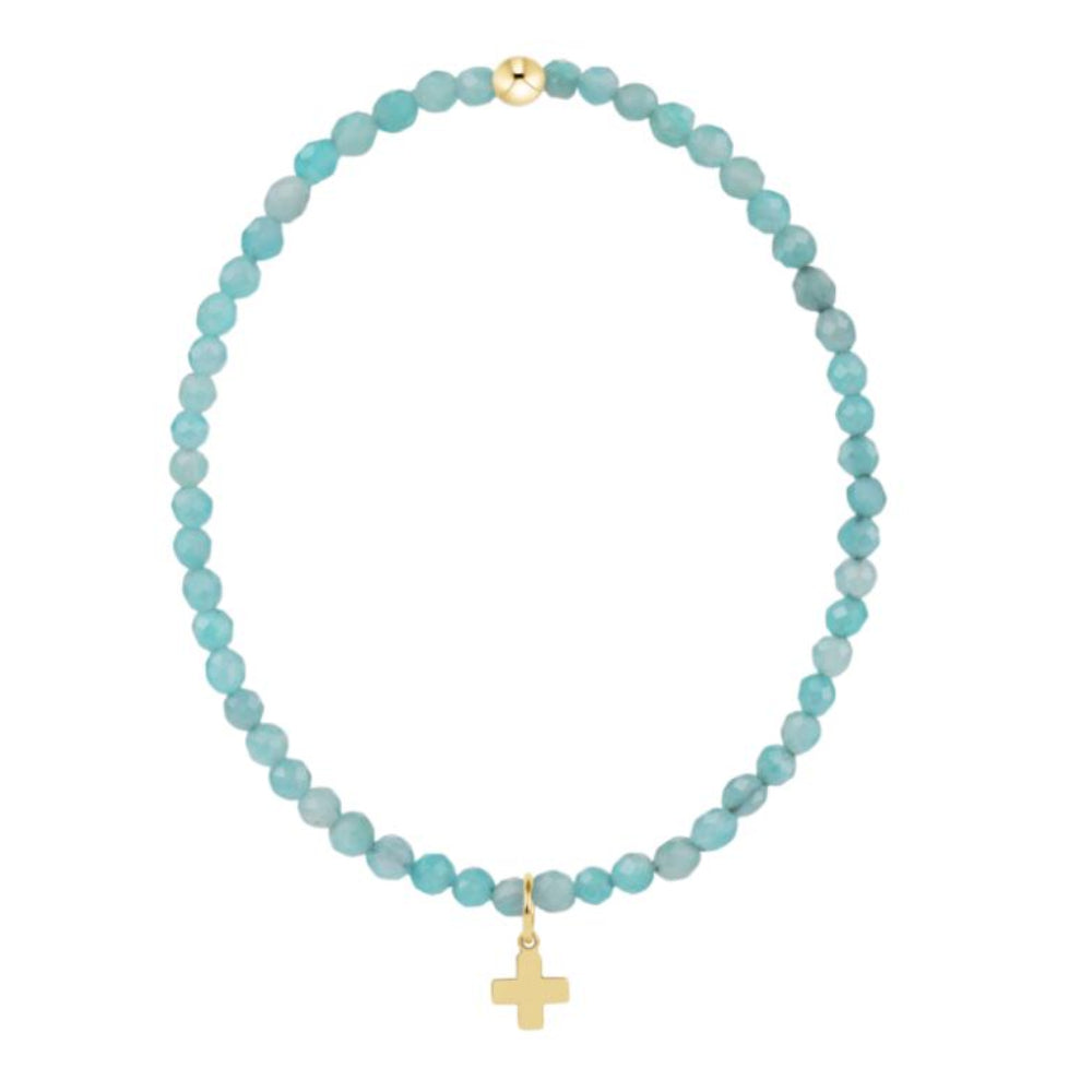 enewton 6.25" Classic Amazonite 3mm Bracelet - Signature Cross Gold Charm