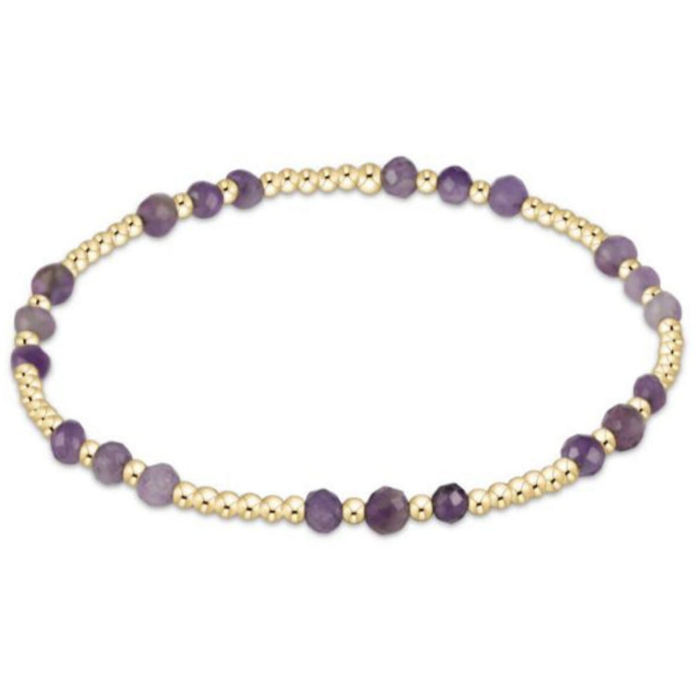enewton 6.25" Gemstone Gold Joy Pattern 3mm Bead Bracelet - Amethyst
