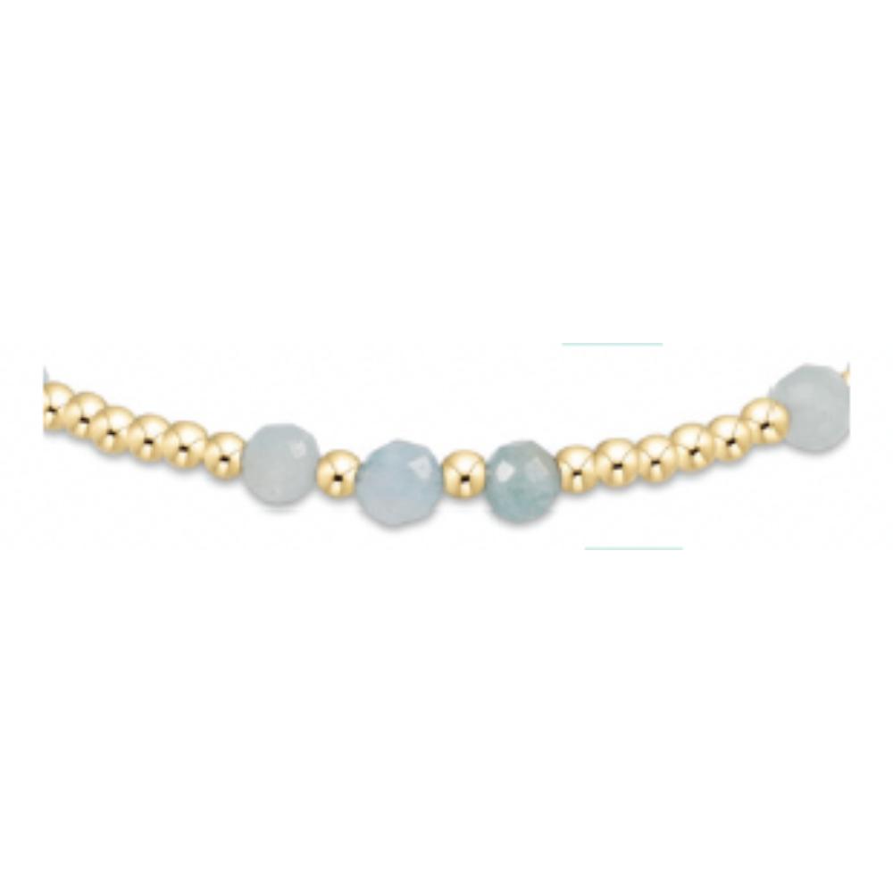 enewton 6.25" Gemstone Gold Joy Pattern 3mm Bead Bracelet - Aquamarine