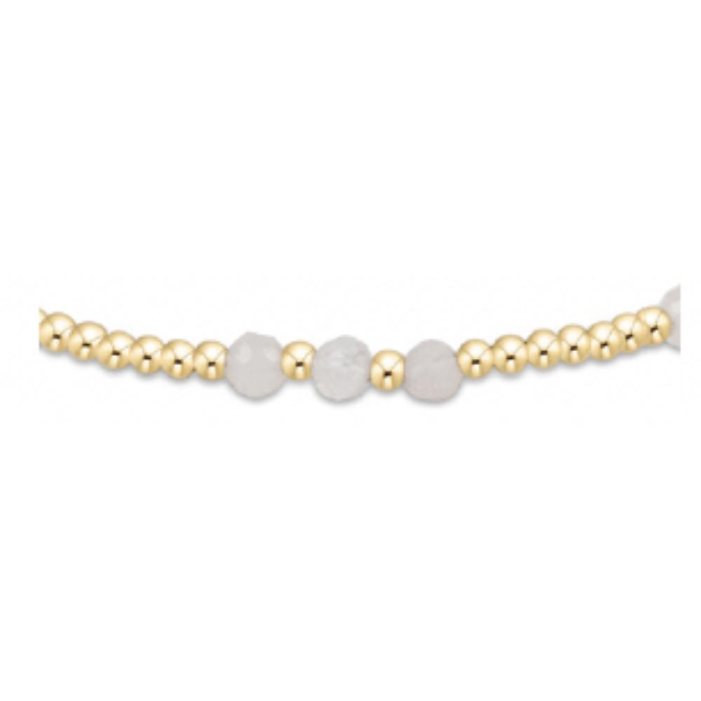 enewton 6.25" Gemstone Gold Joy Pattern 3mm Bead Bracelet - Moonstone