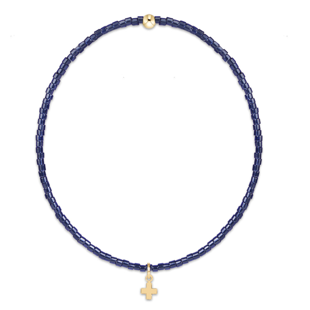 enewton 6.25" Hope Classic Navy Bracelet - Signature Cross Small Gold Charm