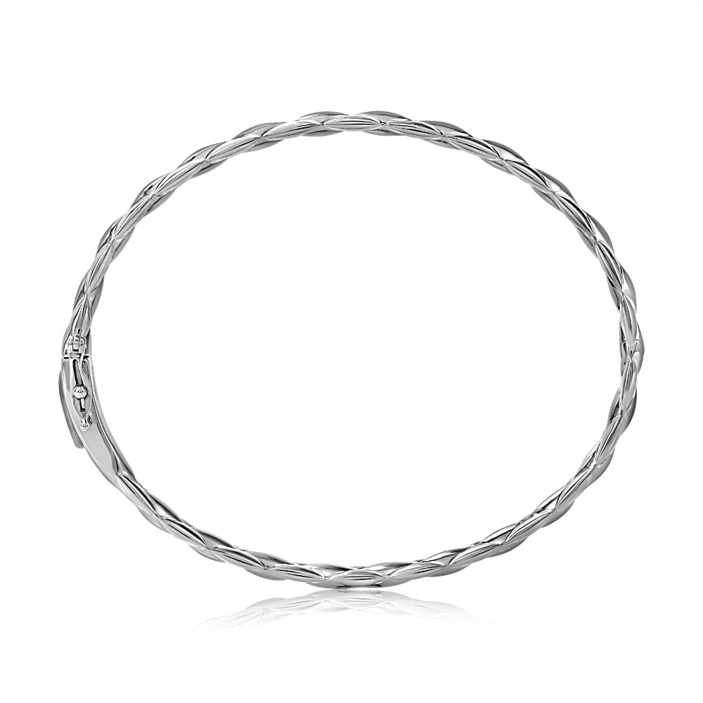 A. Jaffe 14k White Gold Classic Quilted Bangle Bracelet