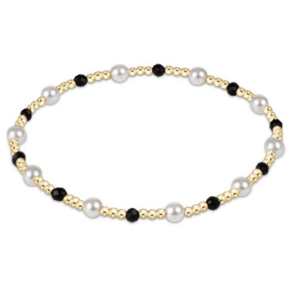 enewton 6.25" Pearl Sincerity Pattern 4mm Bead Bracelet - Faceted Onyx