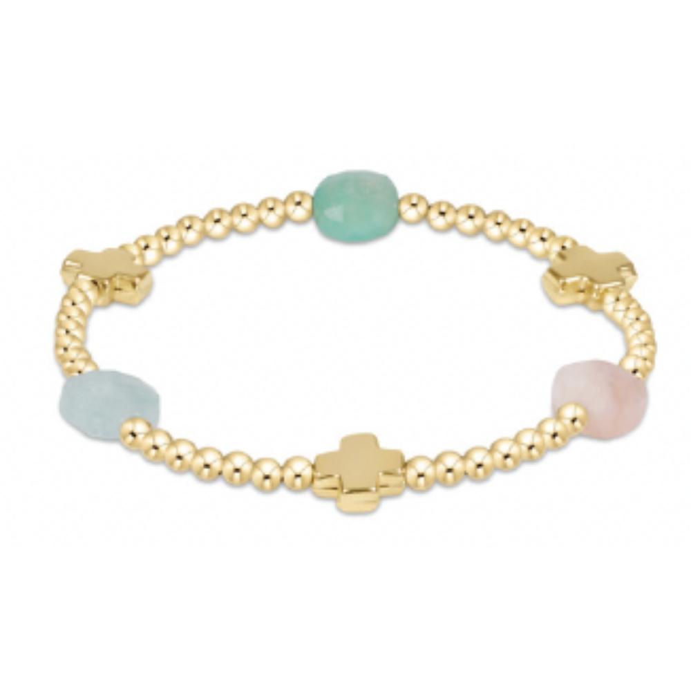 enewton 6.25" Signature Cross Admire Gold Pattern 3mm Bead Bracelet - Hot Mess SS25