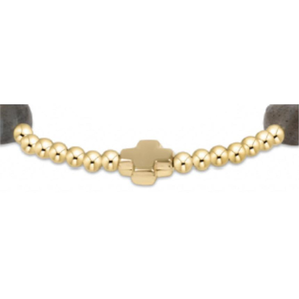 enewton 6.25" Signature Cross Admire Gold Pattern 3mm Bead Bracelet -Labradorite