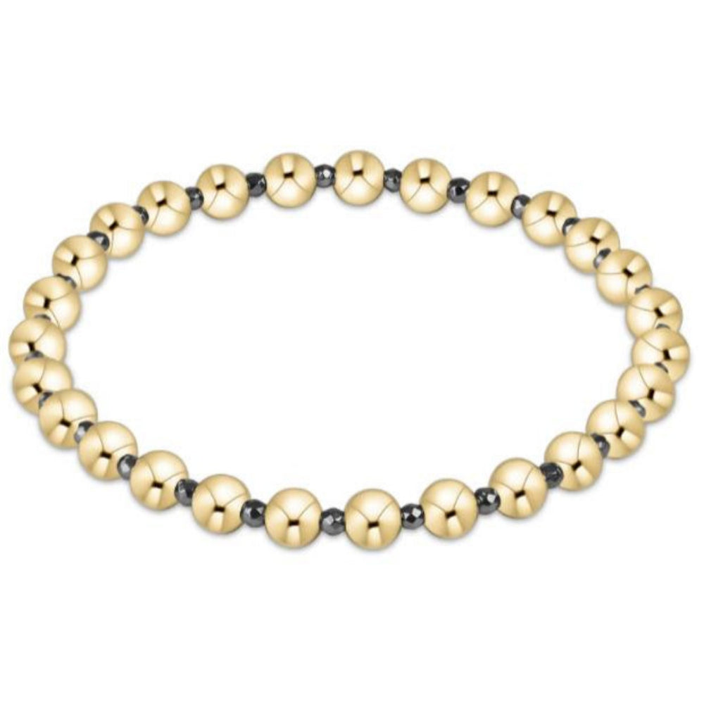 enewton 7.25" extends Silver Faceted Hematite Grateful Pattern 5mm Bead Bracelet