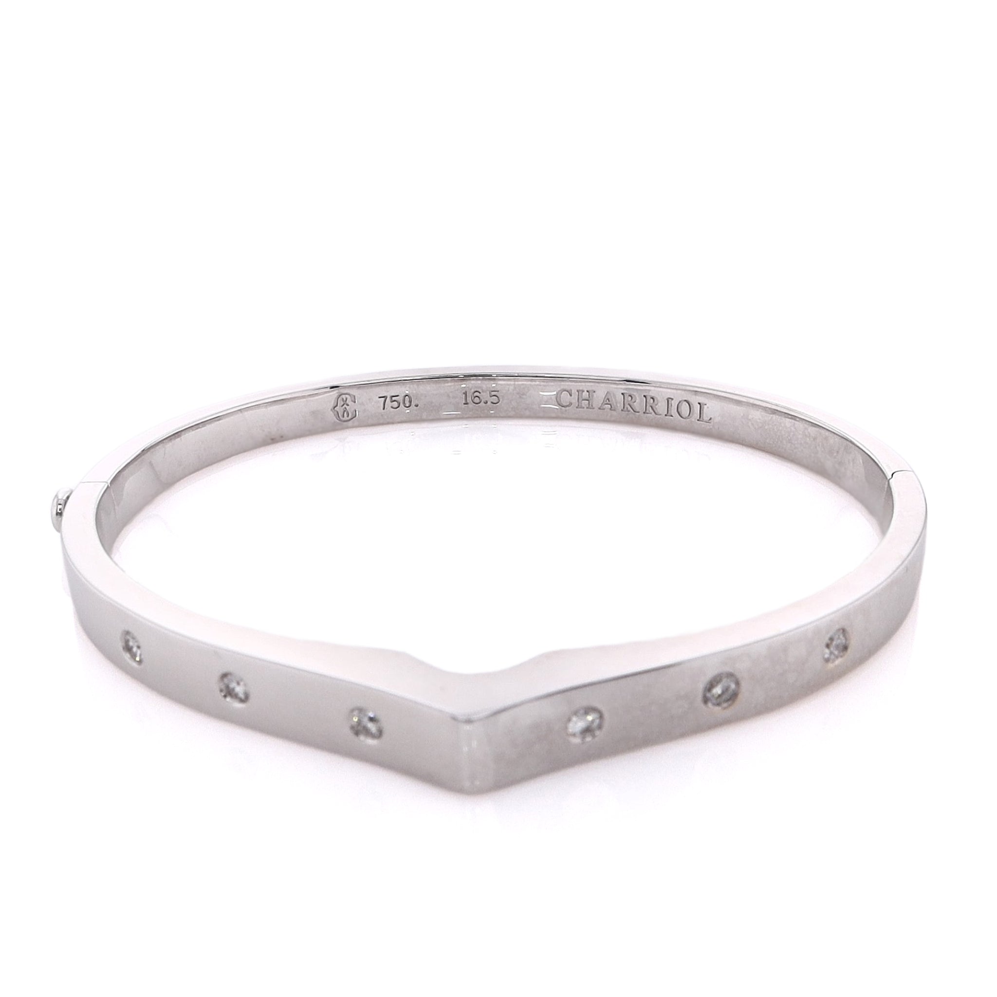 Estate Philippe Charriol 18 Karat White Gold Diamond Bangle 