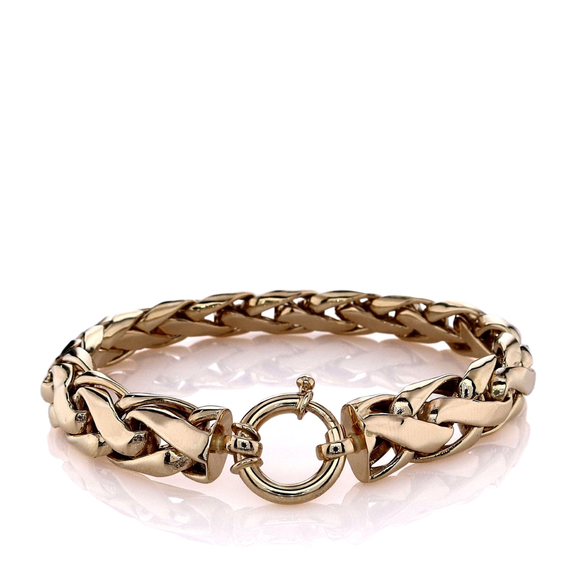 Estate 14k Yellow Gold 8.25" Polished Woven Link Chain Bracelet