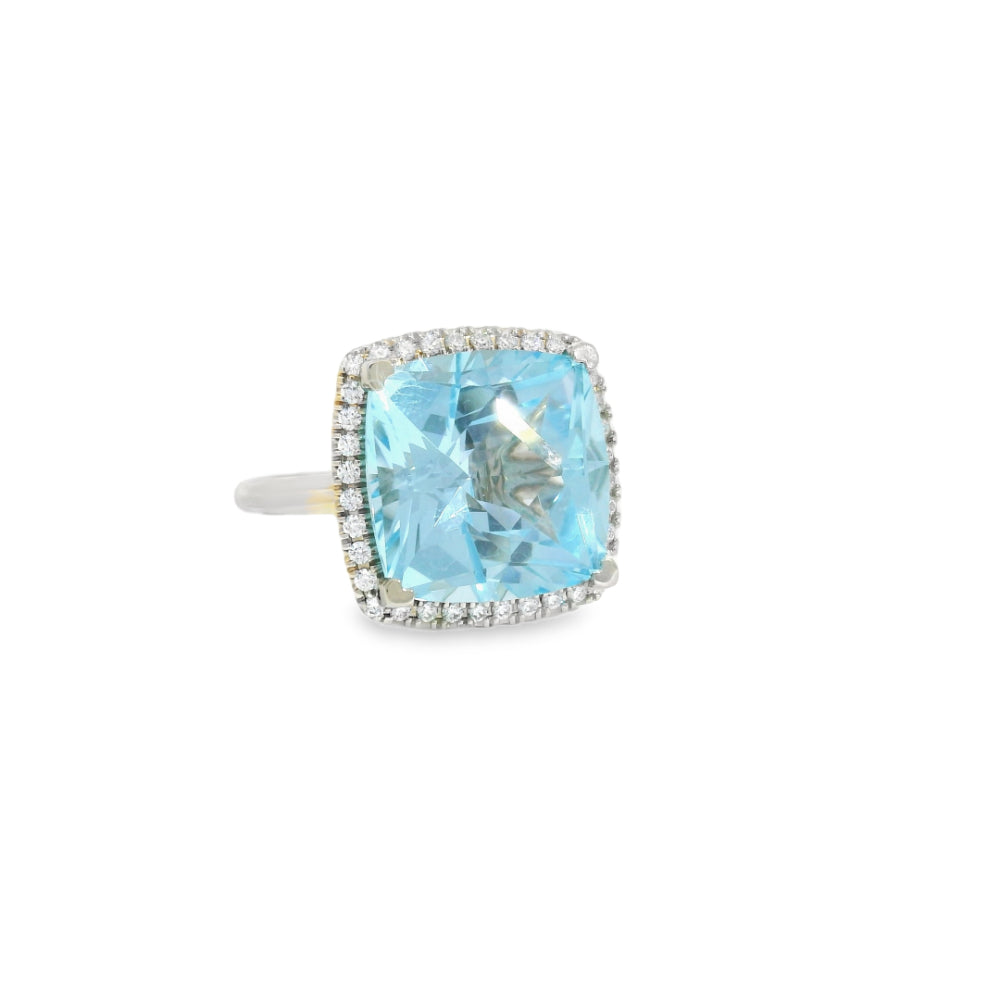 Lisa Nik 18k Gold Blue Topaz and Diamond Ring