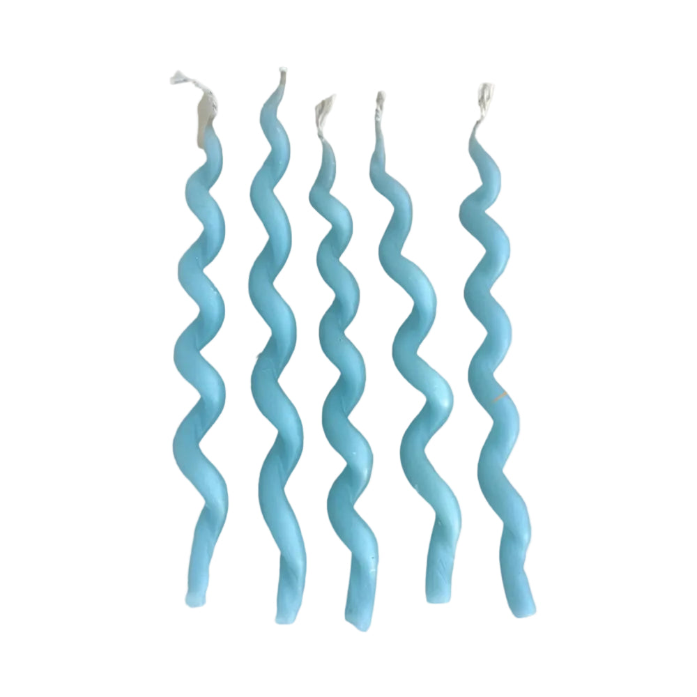 Camp Hollow Blue Curly Birthday Candles