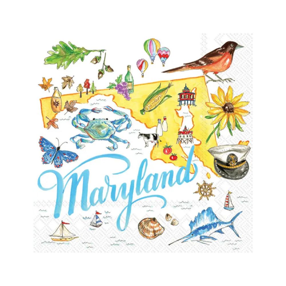 Maryland State Collection Paper Cocktail Napkins - Pack of 20