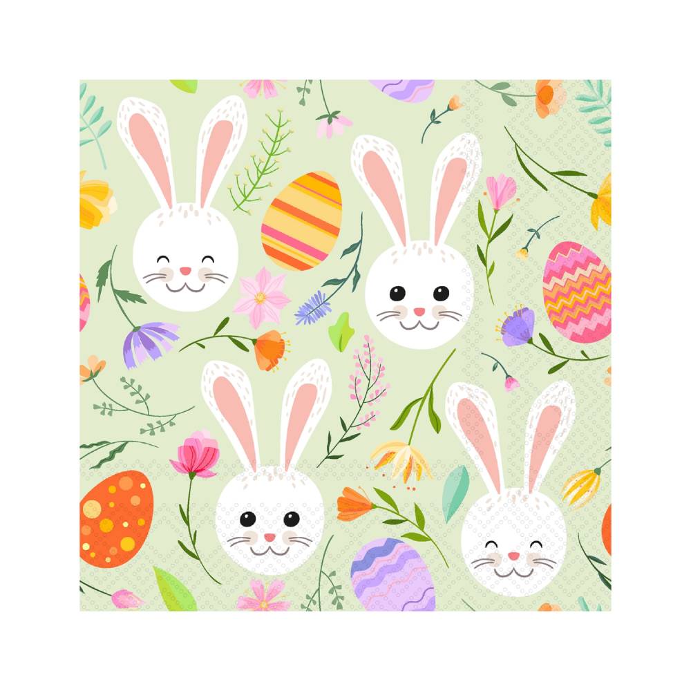 Bunny Glee Paper Cocktail Napkins - Pack of 20