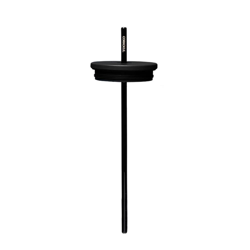 A black ceramic coated straw lid for a 30 oz drinkware cup.