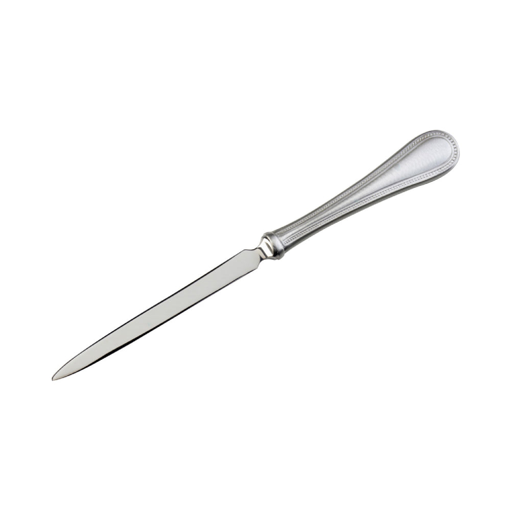 Silver letter opener on a white background