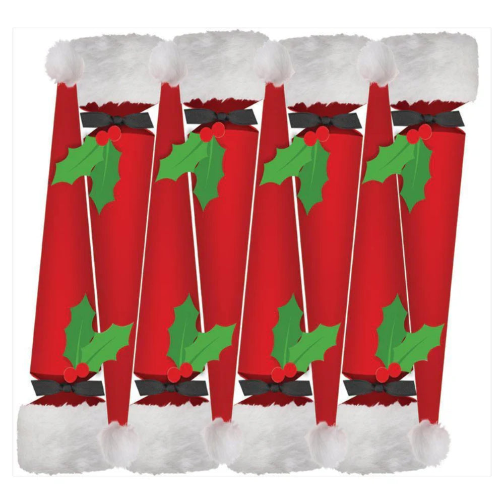 Caspari Santa Hat Cone-Shaped Celebration Christmas Crackers - Set of 8