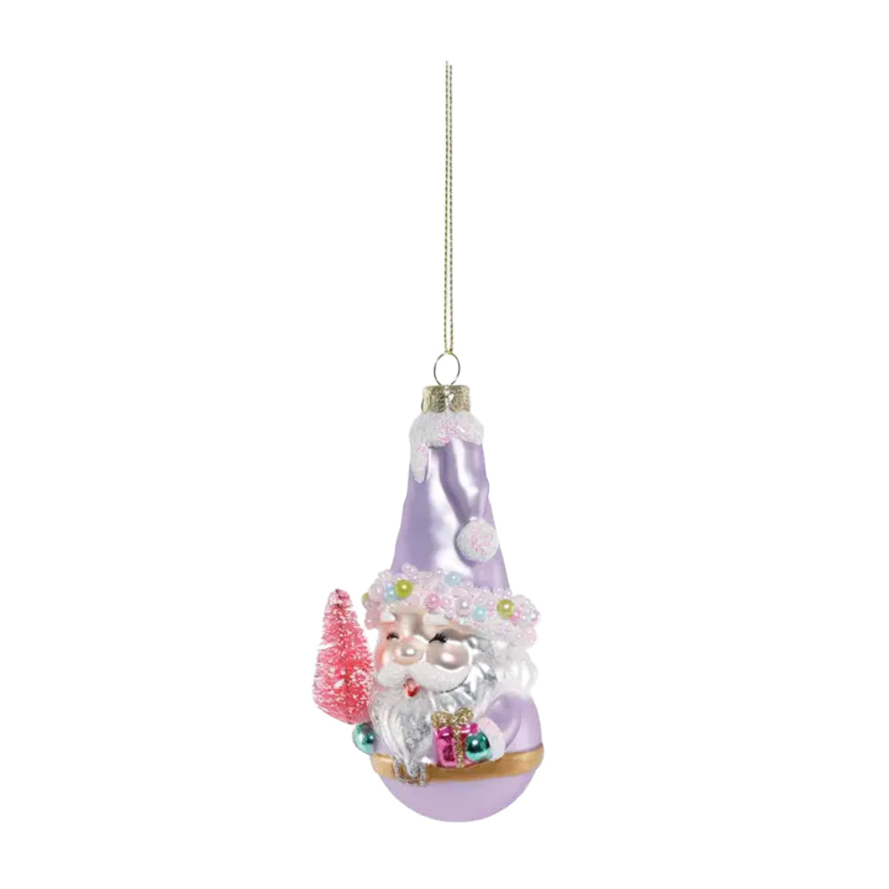 One Hundred 80 Degrees Pastel Santa On Ball Glass Ornaments