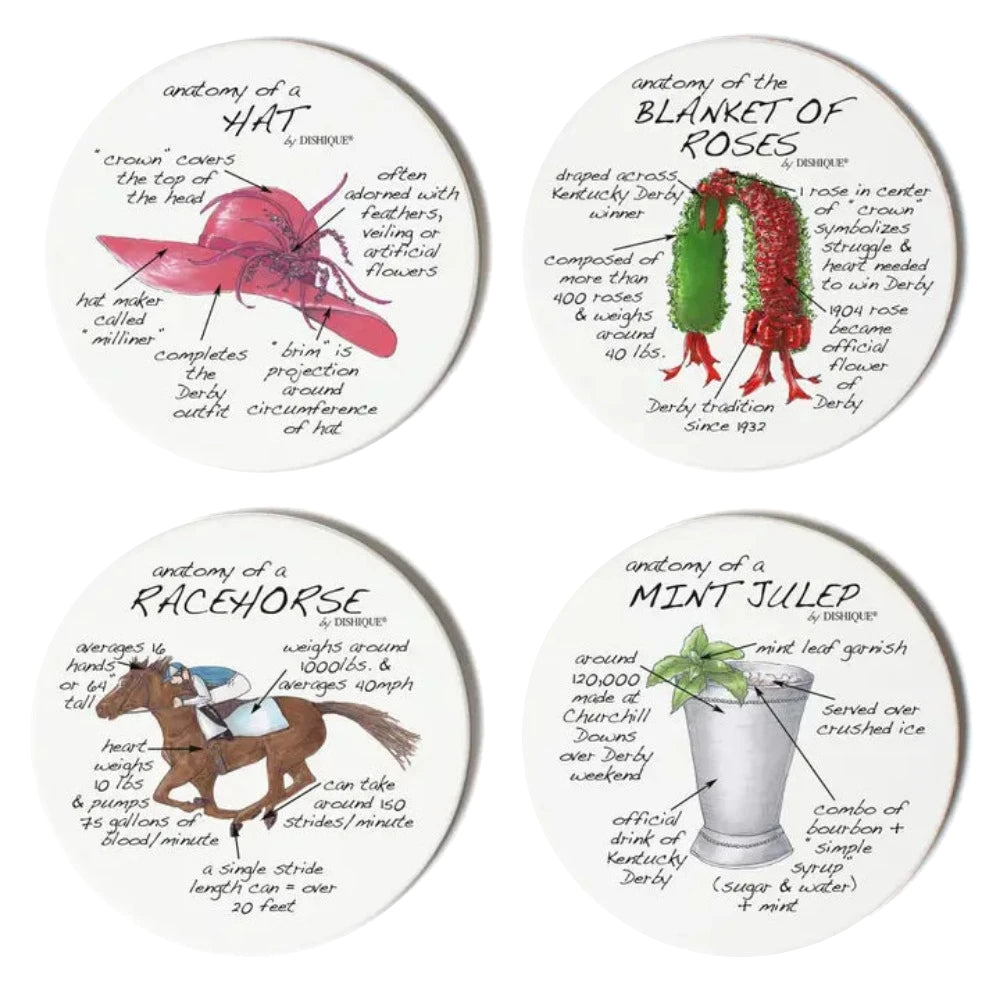 Dishique Derby Anatomy Coasters - Set of 4