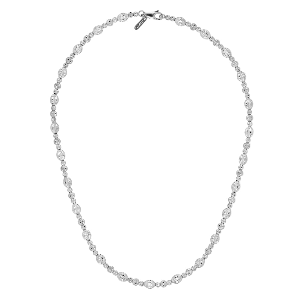 Desmos "Crystal Bloom" Sterling Silver Diamond-Cut Necklace, 16"