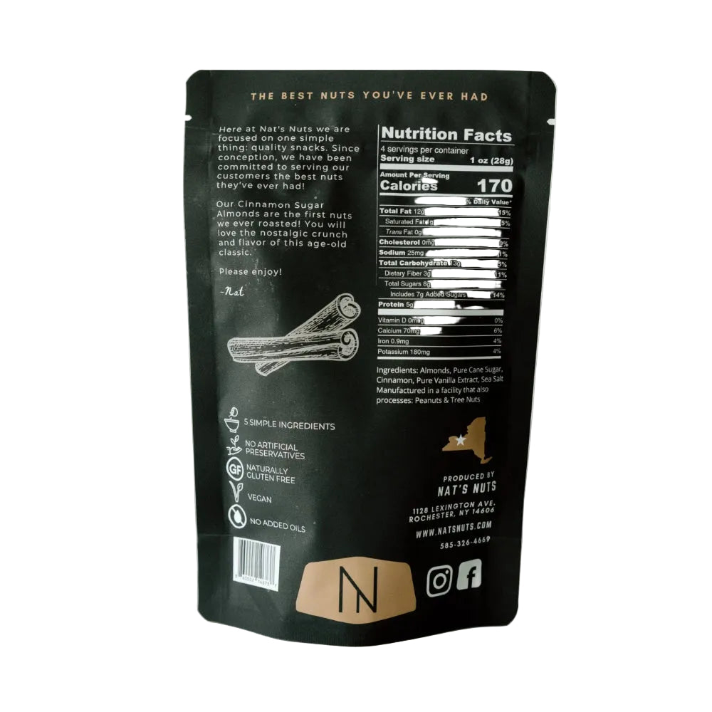 Nat's Nuts Cinnamon Sugar Almonds - 4oz
