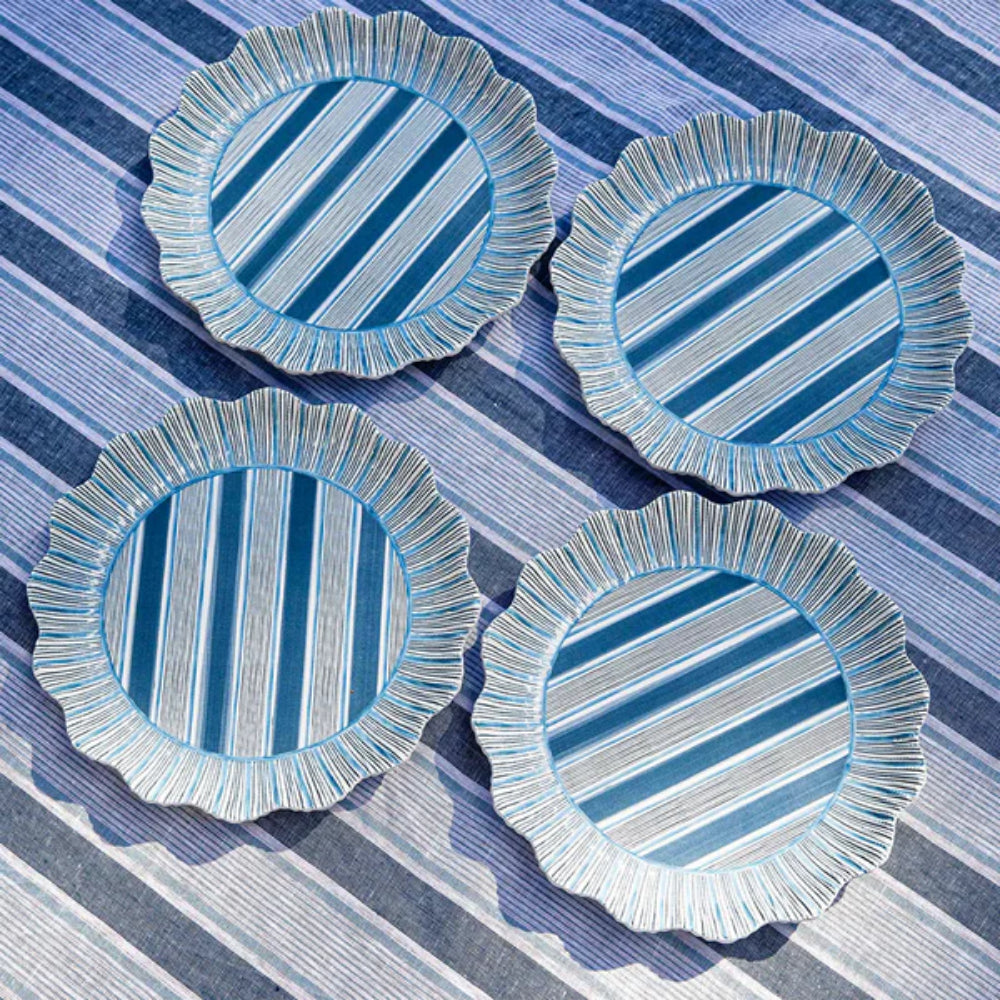 Juliska Cabana Stripe Melamine Dinner Plate Set of 4 - Ocean