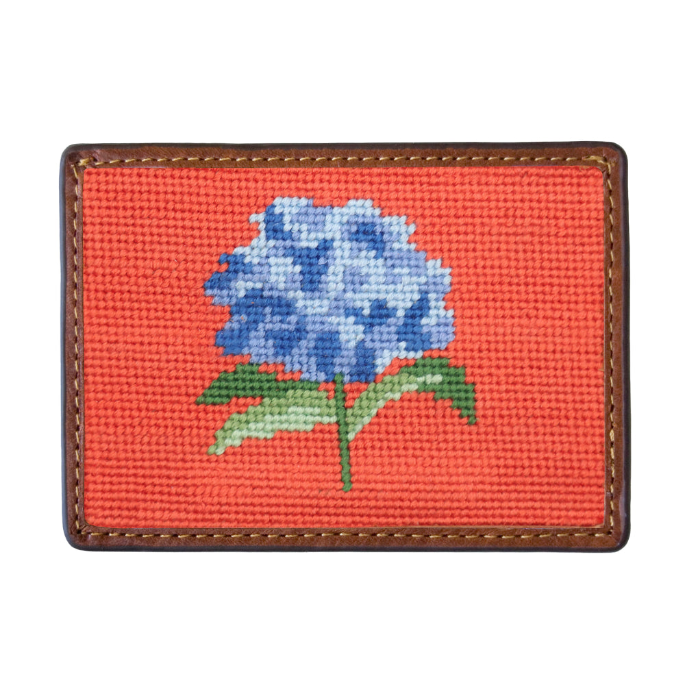 Smathers & Branson Hydrangea Needlepoint Credit Card Wallet - Melon